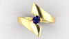 sapphire and 18 karat yellow gold bypass ring