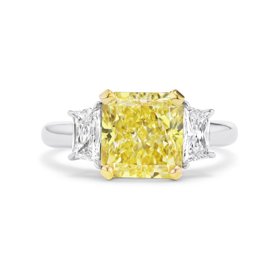 Radiant Cut Natural Fancy Yellow Diamond Ring