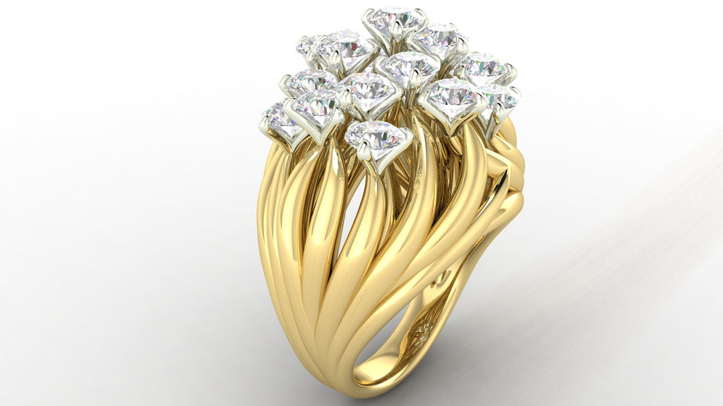 yellow gold diamond flame ring