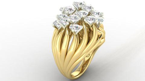 yellow gold diamond flame ring
