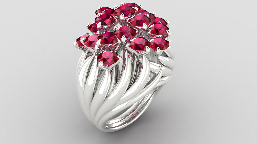 Laykin et Cie Hot to Touch Flame Ring in Rubies