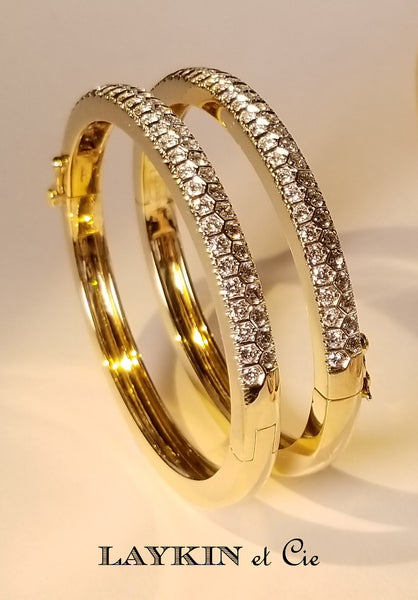 classic double row diamond bangle bracelets
